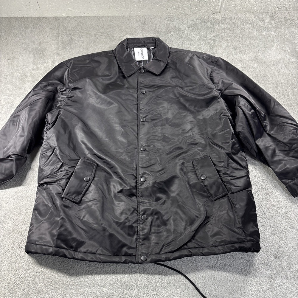 NWT ASOS Collusion Unisex Recycled Polyester Coach Jacket Black Size Large‎